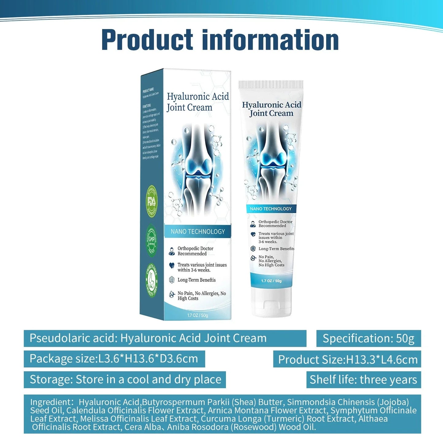 1-4X Hyaluronic Acid Joint Repair Care Cream( BUY 1 GET 1 FREE )