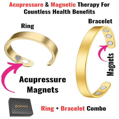 Magnetic Acupressure Ring & Bracelet Combo