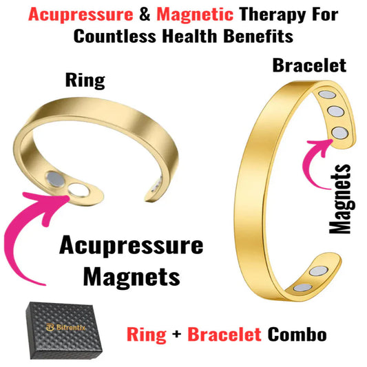 Magnetic Acupressure Ring & Bracelet Combo