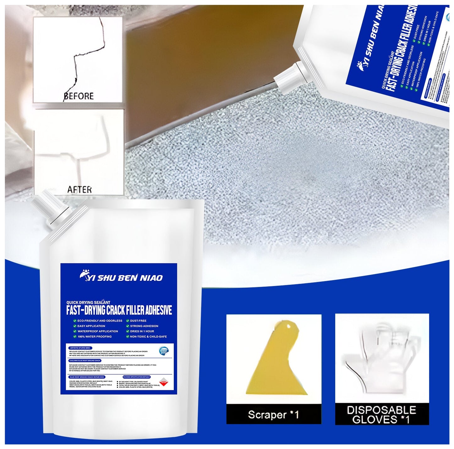 Fast Drying Crack Filler Adhesive - Cracks Gone Strength On