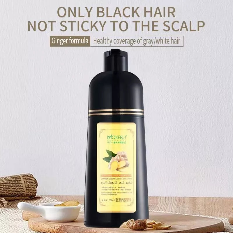 🌿🖤 Mokeru™ Ginger Essence Black Hair Dye Shampoo
